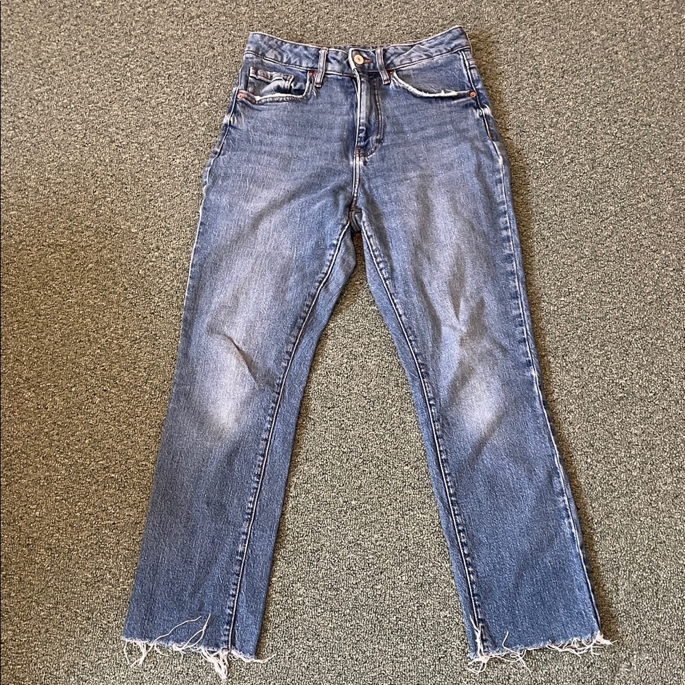 Forever 21 Distressed Blue Straight Leg Jeans